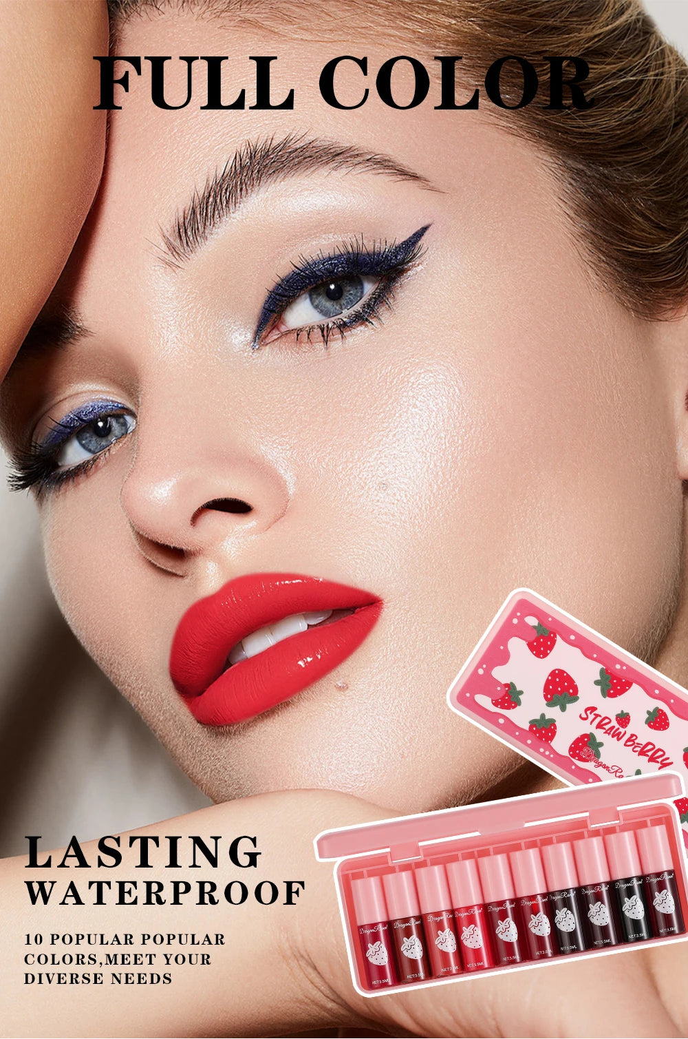10-Piece Hydrating Water Lip Tint Set – Long-Lasting, Non-Fading, Transfer-Proof Liquid Lip Stain Collection