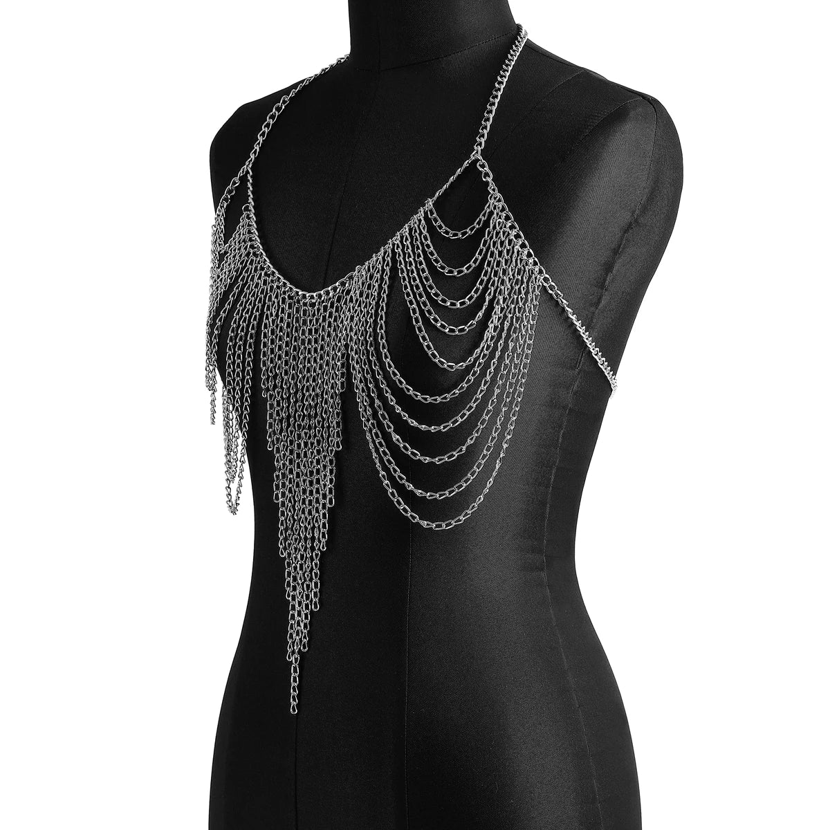Layered Crystal Chain Halter Bra Top