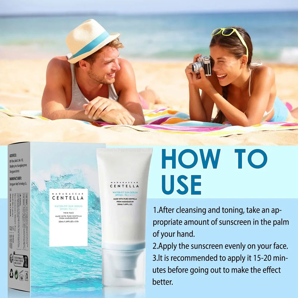 [SKIN1004 Official Shop] Hyalu-Cica Water-Fit Sun Serum UV 50ml (OTC) - Lightweight Sunscreen for Daily Use, Korean Sunscreen, Watery and Creamy Texture, Sunscreen for Sensitive Skin