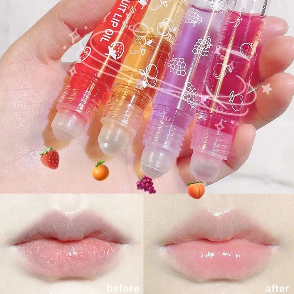 💋 Roll-On Fruit Essence Lip Oil – Moisturizing Shine, Juicy Vibes 🍓✨