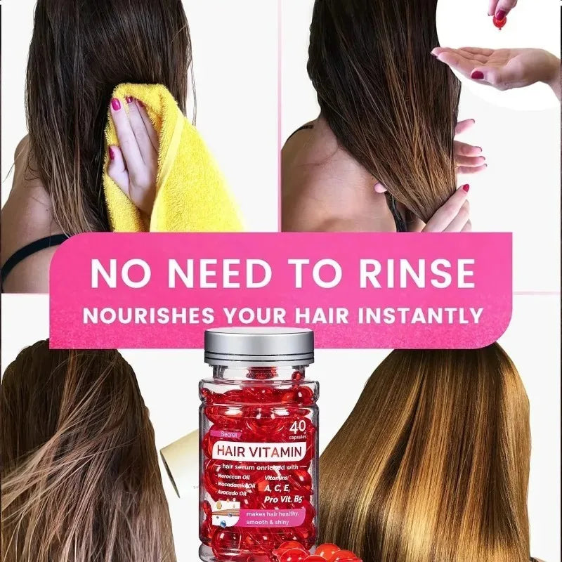 🧴 Transform Your Hair Instantly – Moroccan Agam Vitamin Oil Capsules for Silky, Damage-Free Hair (40 Count)