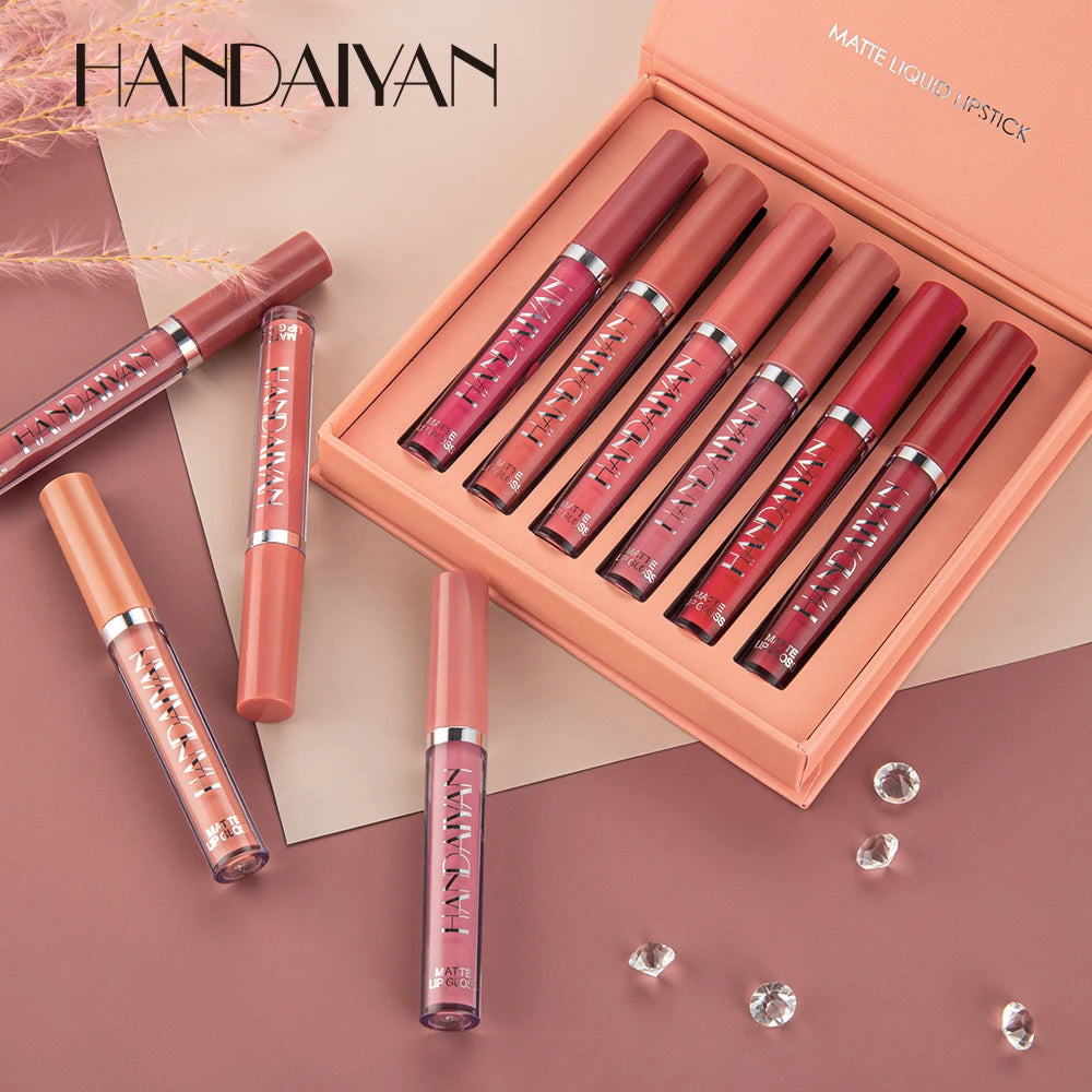 💄 HANDAIYAN 6-Piece Matte Lip Gloss Gift Set – The Ultimate Power Collection 💋